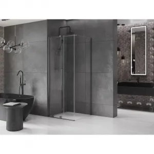 MEXEN/S - Velár sprchovací kút 100 x 100, transparent, grafit kartáčovaná 871-100-100-01-66