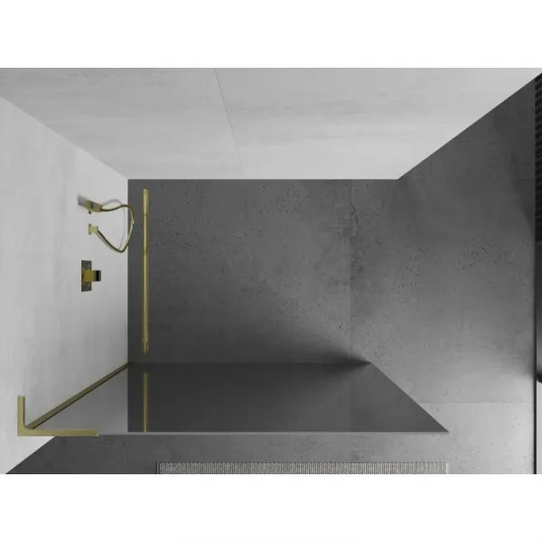 MEXEN/S - Kioto L Sprchová zástena WALK-IN 70 x 200, zrkadlové, zlato kartáčovaná 800-070-103-55-50