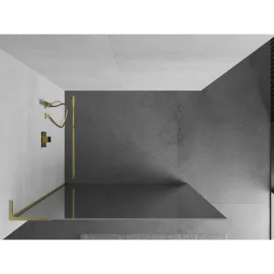 MEXEN/S - Kioto L Sprchová zástena WALK-IN 70 x 200, zrkadlové, zlato kartáčovaná 800-070-103-55-50