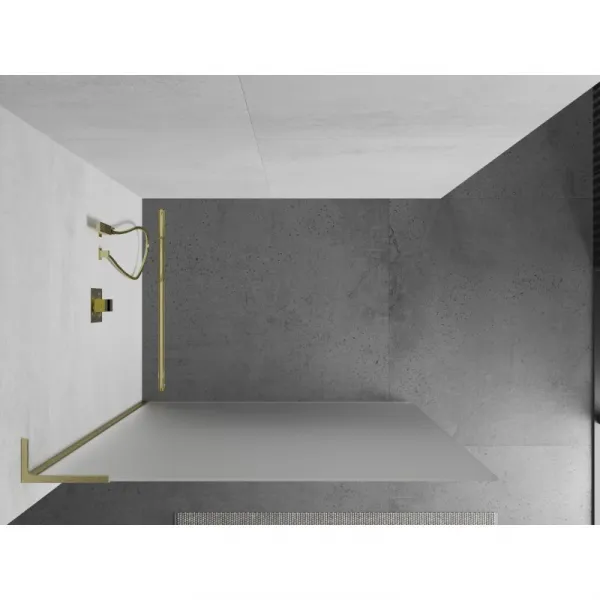MEXEN/S - Kioto L Sprchová zástena WALK-IN 120 x 200, dekor, zlatá kartáčovaná 800-120-103-55-30