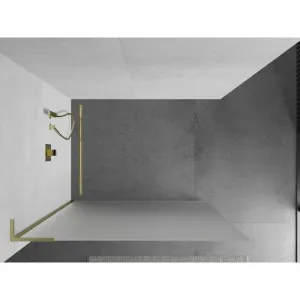 MEXEN/S - Kioto L Sprchová zástena WALK-IN 120 x 200, dekor, zlatá kartáčovaná 800-120-103-55-30