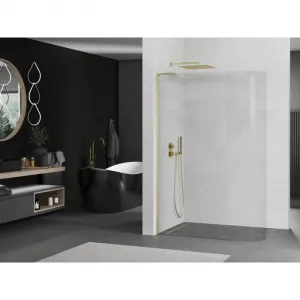 MEXEN/S - KiotoL Sprchová zástena WALK-IN 100 x 200, transparent, zlatá kartáčovaná 800-100-103-55-06