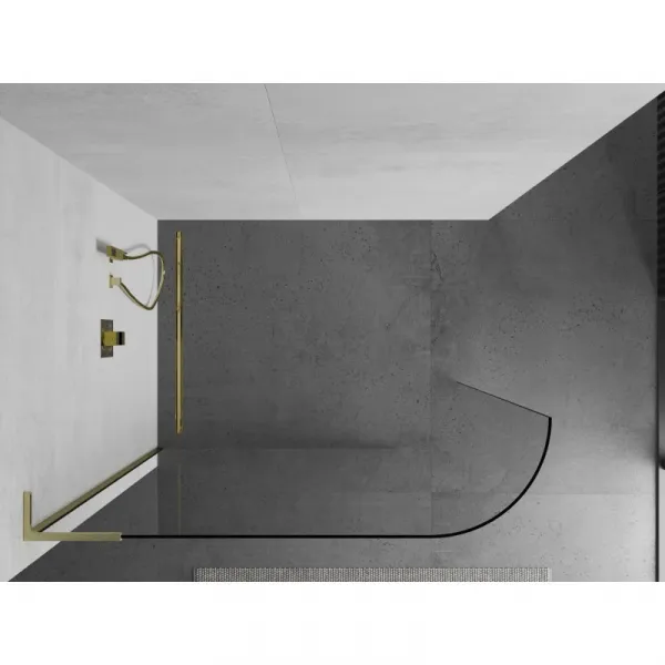 MEXEN/S - KiotoL Sprchová zástena WALK-IN 100 x 200, transparent, zlatá kartáčovaná 800-100-103-55-06