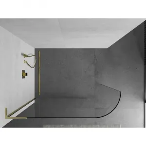 MEXEN/S - KiotoL Sprchová zástena WALK-IN 100 x 200, transparent, zlatá kartáčovaná 800-100-103-55-06