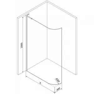 MEXEN/S - KiotoL Sprchová zástena WALK-IN 90 x 200, transparent, grafit metal 800-090-103-95-06
