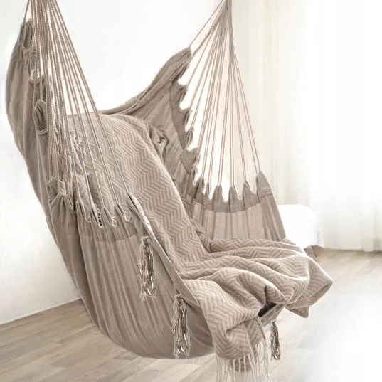Chomik Záhradné závesné kreslo BOHO | béžová 130 x 100  cm