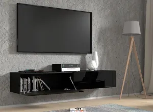 ArtBm Závesný TV stolík BINGO 180 cm | čierna - čierny lesk