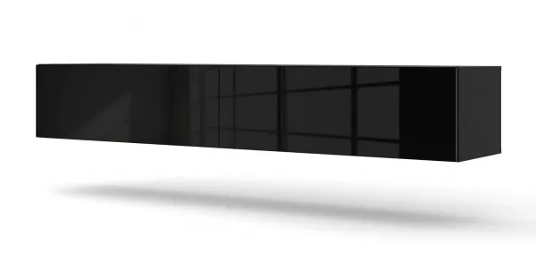 ArtBm Závesný TV stolík BINGO 180 cm | čierna - čierny lesk