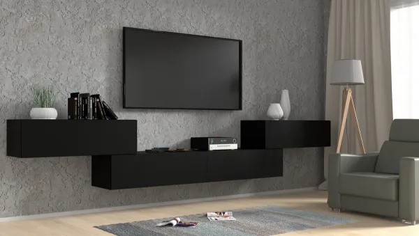 ArtBm Závesný TV stolík BINGO 100 cm | čierny mat