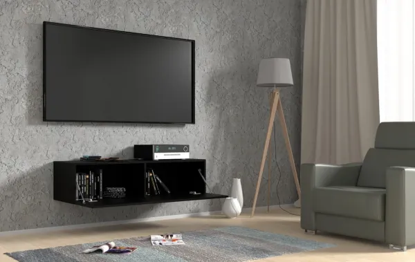 ArtBm Závesný TV stolík BINGO 120 cm | čierny mat