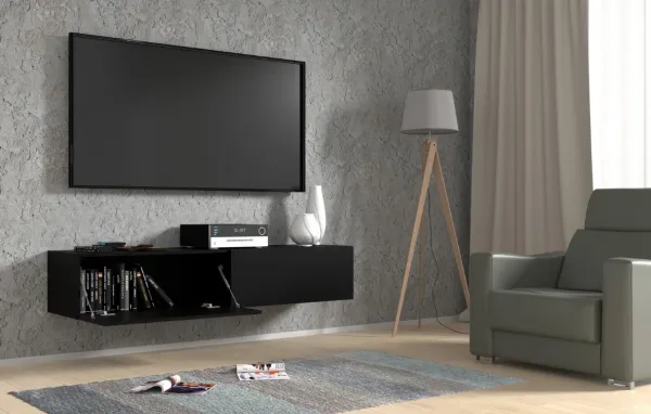 ArtBm Závesný TV stolík BINGO 160 cm | čierny mat