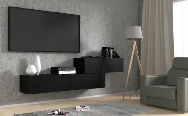 ArtBm Závesný TV stolík BINGO 160 cm | čierny mat