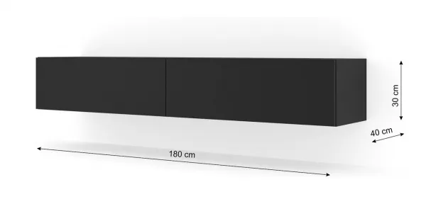 ArtBm Závesný TV stolík BINGO 180 cm | čierny mat