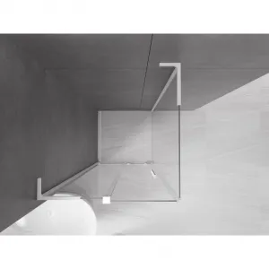 MEXEN/S - Velar L sprchovací kút, posuvné dvere 110 x 110, transparent, biela 871-110-110-03-20