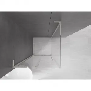MEXEN/S - Velar L sprchovací kút, posuvné dvere 110 x 110, transparent, nikel kartáčovaný 871-110-110-03-97