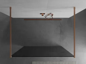 MEXEN/S - Kioto samostatne stojaca sprchová zástena 100 x 200, grafit 8 mm, meď kartáčovaná 800-100-002-65-40