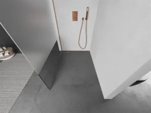 MEXEN/S - Kioto Sprchová zástena WALK-IN 100 x 200, transparent/dekor 8 mm, meď kartáčovaná 800-100-101-65-35