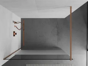 MEXEN/S - Kioto Sprchová zástena WALK-IN 100 x 200, transparent/dekor 8 mm, meď kartáčovaná 800-100-101-65-35