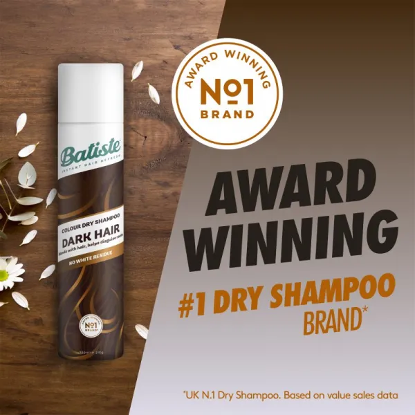 Batiste Dark and Deep Brown suchý šampón pre tmavé vlasy 350 ml