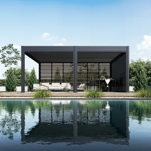 ArtRoja Bioklimatická hliníková pergola INTRO DUO voľne stojaca | antracit 6 x 4 m