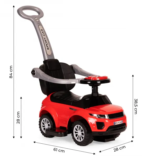 Hračkárske autíčko Rider Walker Pusher 3v1, červené