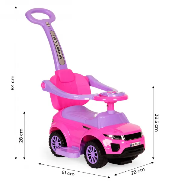 Hračkárske autíčko Rider Walker Pusher 3v1, ružové