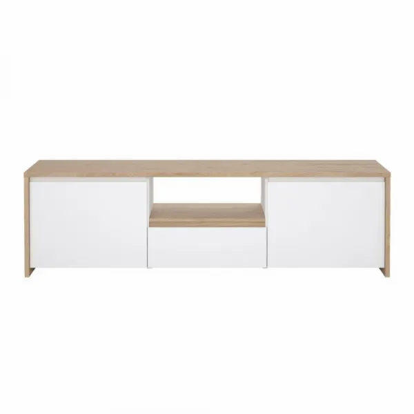 TV stolík, dub hickory/biela extra vysoký lesk, NEXT 50315
