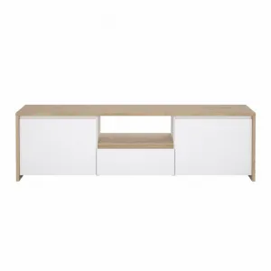 TV stolík, dub hickory/biela extra vysoký lesk, NEXT 50315