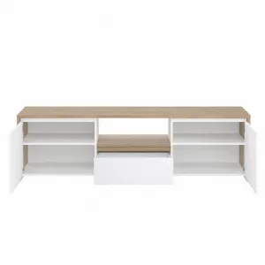 TV stolík, dub hickory/biela extra vysoký lesk, NEXT 50315