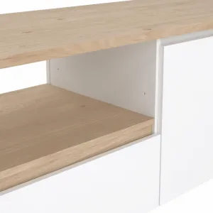 TV stolík, dub hickory/biela extra vysoký lesk, NEXT 50315