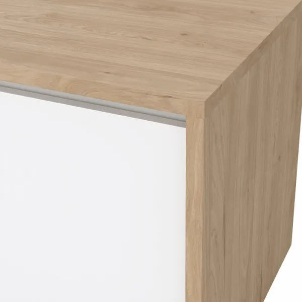 TV stolík, dub hickory/biela extra vysoký lesk, NEXT 50315