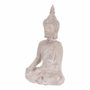 Dekorácia soška Budha sediaci, sivá, polyresin, 30 x 22 x 54 cm