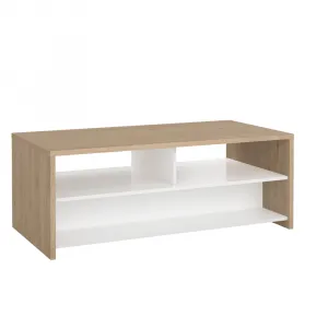 Konferenčný stolík, dub hickory/biela extra vysoký lesk, NEXT 50319