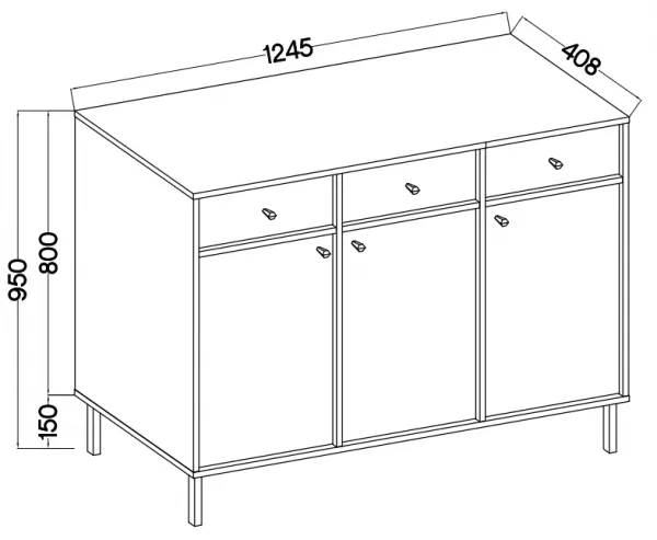 ArtLemp Komoda YEDDO 3F3S | eukalyptus