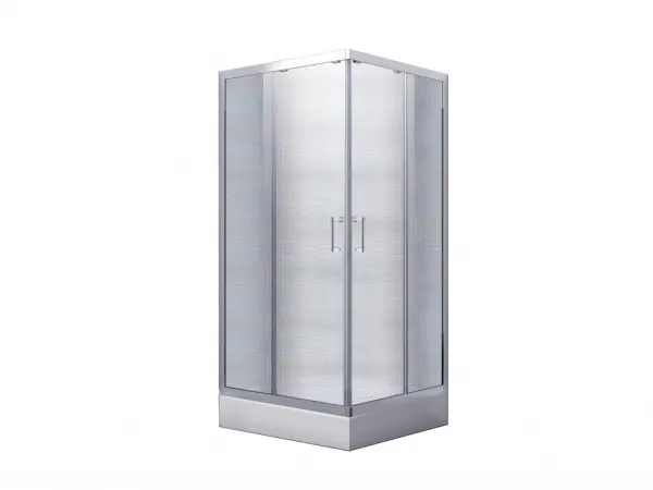 BESCO - Štvorcový sprchovací kút MODERN 165 - FARBA rámu - Chróm / Leštený hliník (ALU), Rozmer A - 80, Rozmer B - 80, Rozmer C - 165, Smer zatvárania - Univerzálne Ľavé / Pravé, Výplň - Frost bezpečnostné sklo - 6 mm BCMD80CTVER65CF