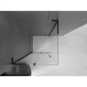 MEXEN/S - Velar L sprchovací kút, posuvné dvere 100 x 100, transparent, čierna 871-100-100-03-70