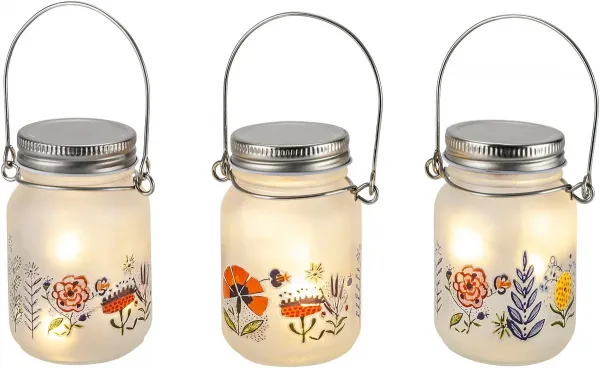 Weltbild LED mini skleněná lucerna Luční květy, 3 ks