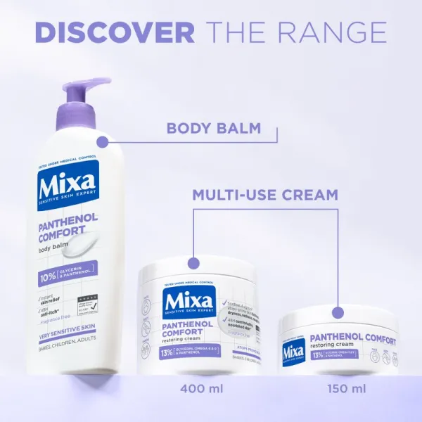 Mixa Panthenol Comfort regeneračný telový krém pre suchú až atopickú pokožku 150 ml
