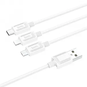 Hoco kábel 3v1 USB - Lightning / Micro USB / USB-C, 1 m, biely