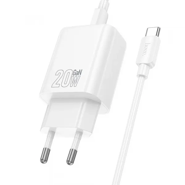 Hoco Sieťová nabíjačka N60 USB-C + kábel USB-C - Lightning, PD QC 20W, biela