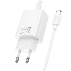 Hoco Sieťová nabíjačka N60 USB-C + kábel USB-C - Lightning, PD QC 20W, biela