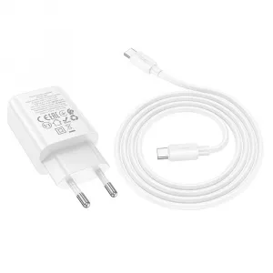Hoco Sieťová nabíjačka N60 USB-C + kábel USB-C - Lightning, PD QC 20W, biela
