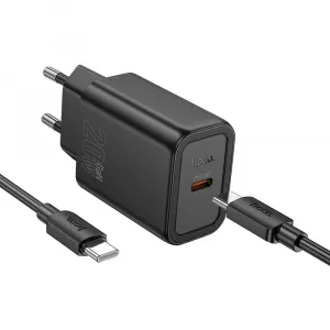 Hoco Sieťová nabíjačka N60 USB-C + kábel USB-C - Lightning, PD QC 20W, čierna