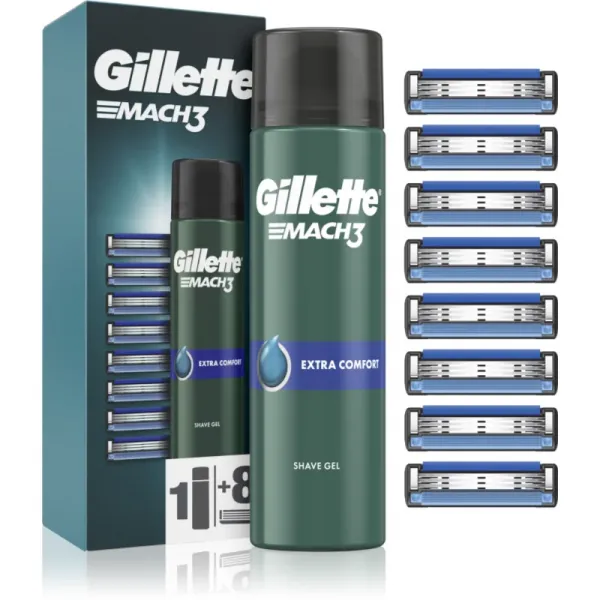 GILLETTE Mach3 Náhradná hlavica 8 ks + Mach3 Comfort Gél na holenie 200 ml
