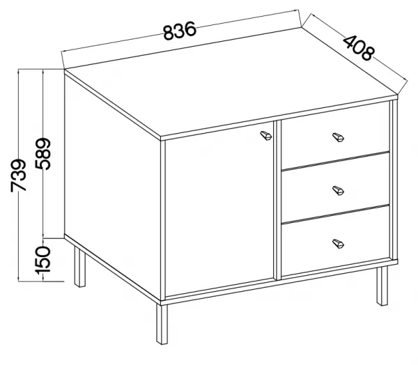 ArtLemp Komoda YEDDO 1F3S | eukalyptus