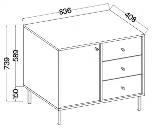 ArtLemp Komoda YEDDO 1F3S | eukalyptus