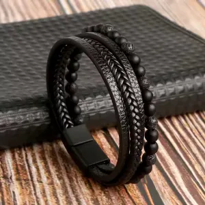 Trendy čierny pánsky náramok