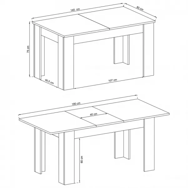 Piaski Jedálenský rozkladací stôl Sky II 140/180 cm dub Riviéra