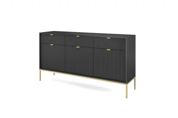 Piaski Komoda Nova 154 cm čierna/zlatá