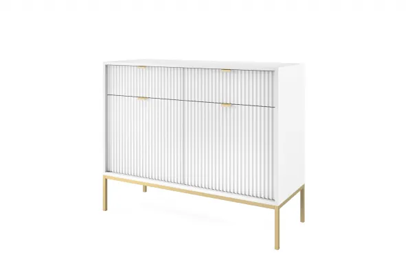 Piaski Komoda Nova 104 cm so zásuvkami biela/zlatá